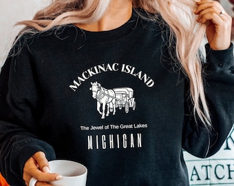 Mackinac Island Michigan Sweatshirt, Vintage Hometown Souvenir