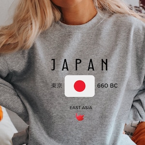 Japanise Flag Japón Sudadera Tokio Suéter, Unisex Origami Bird Cómodo Algodón Suelto Jersey, Viaje a Asia Oriental, EST