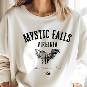 Mystic Falls Sweatshirt, Virginia Rundhalsausschnitt, Vampir Fan Unisex Geschenk