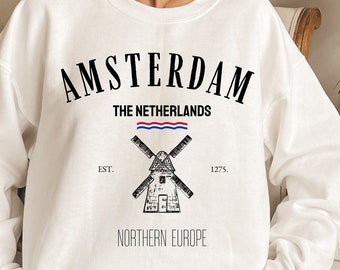 Amsterdam Sweatshirt: Holland Dutch Tulip Crewneck, Traveler Gift