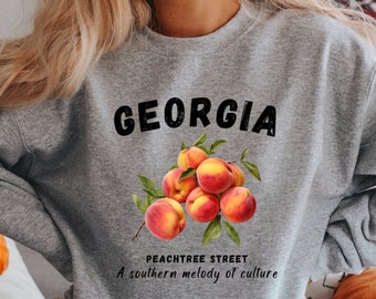 Savannah Georgia Sweatshirt: Peach State Retro Crewneck Pullover