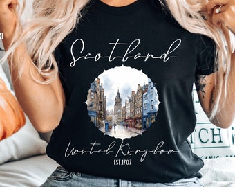 Scotland Shirt Scottish Gift United Kingdom Tee Family Trip Outfit Baggy Womens Clothes