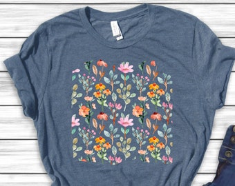 Wildflower Tshirt, Boho Flower Shirt, Women's Graphic Tee for Nature Lovers - Retro Wild flower Nature Lover Gift
