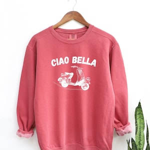 Ciao Bella Vespa Sweatshirt: Italian Retro Comfort Colors® Long Sleeve