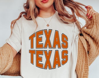 Texas Shirt Distressed University Unisex Football Student Tee Cotton Comfy Soft  Shirt