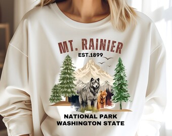 Mount Rainier Sweatshirt: Washington State National Park Crewneck