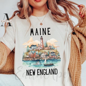 Maine Shirt Home State T-Shirt Love Maine Portland Gift New England Tee Pastel Watercolor