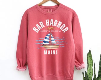 Blusa de gola redonda e manga comprida Bar Harbor Maine Comfort Colors® Nautical Vacation
