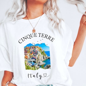 Cinque Terre Shirt Italien T-Shirt Küstenfarben Wunder Komfort Colors® Unisex Plus Größe Cinque Terre Italien Einkaufstasche