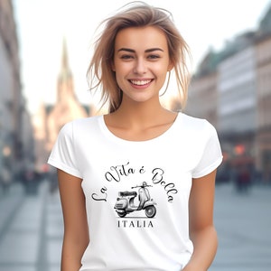 Amalfi Coast La Vita é Bella Vespa T-shirt Italian Scooter Inclusive Sizing Italia Vespa Lover Gift image 6