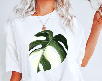 Monstera Leaf Shirt Comfort Colors® Plant Lady Botanical Gift Houseplant Shirt for Mom Tropical Vacation Conservation Shirt