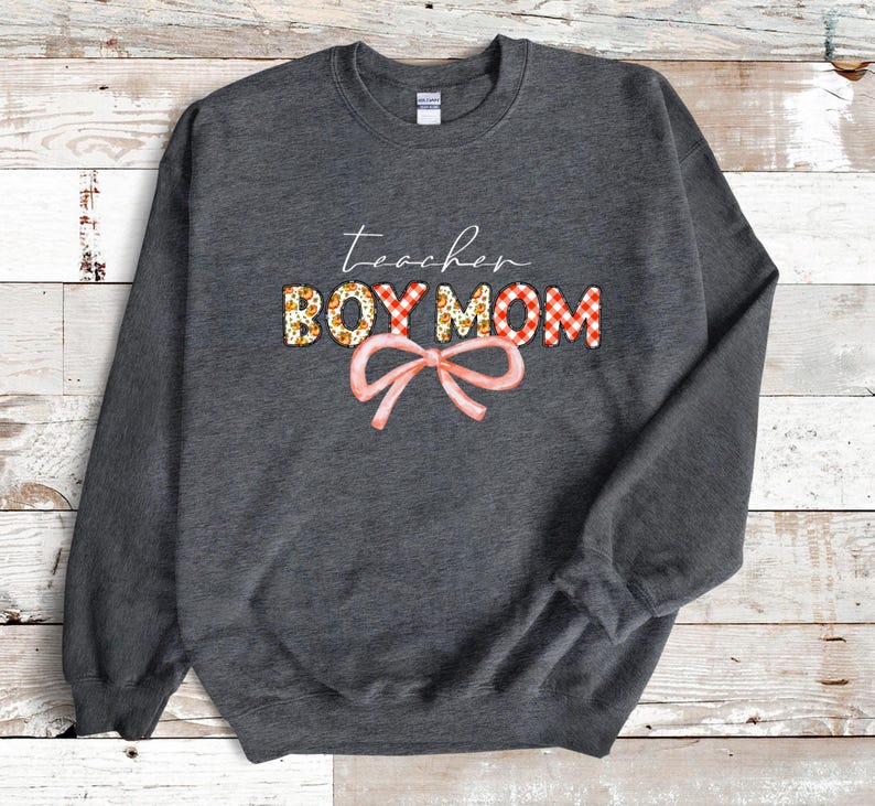 Teacher Boy Mom Sweatshirt Boy Mama Teacher Crewneck Floral Retro