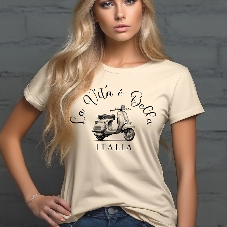 Amalfi Coast La Vita é Bella Vespa T-shirt Italian Scooter Inclusive Sizing Italia Vespa Lover Gift image 2