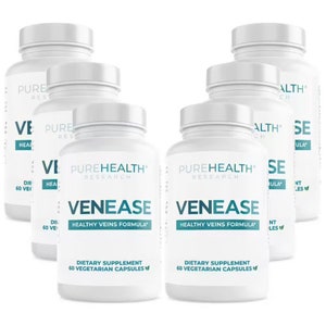 VenEase Vein Support Supplement, Restless Legs Formula Blood Circulation Supplement, Vein & Hemorrhoid Health, PureHealth Research 6 Bottles
