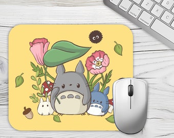 Tapis de souris rond ou rectangulaire "fan art Totoro" mignon kawaii