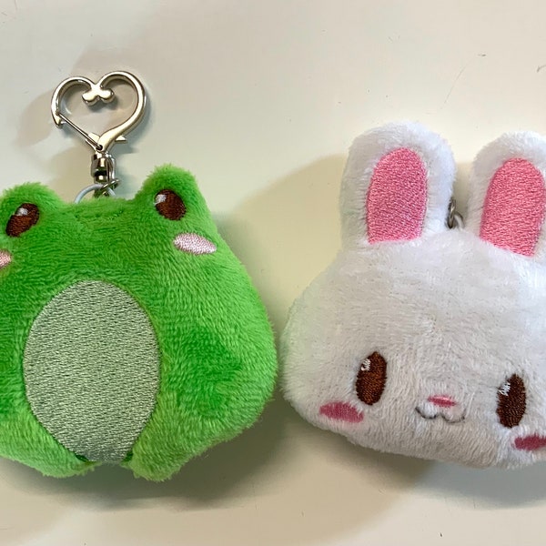 Porte-clefs brodés lapin grenouille mignon kawaii