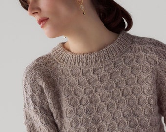 Handmade knitted sweater made from alpaca wool