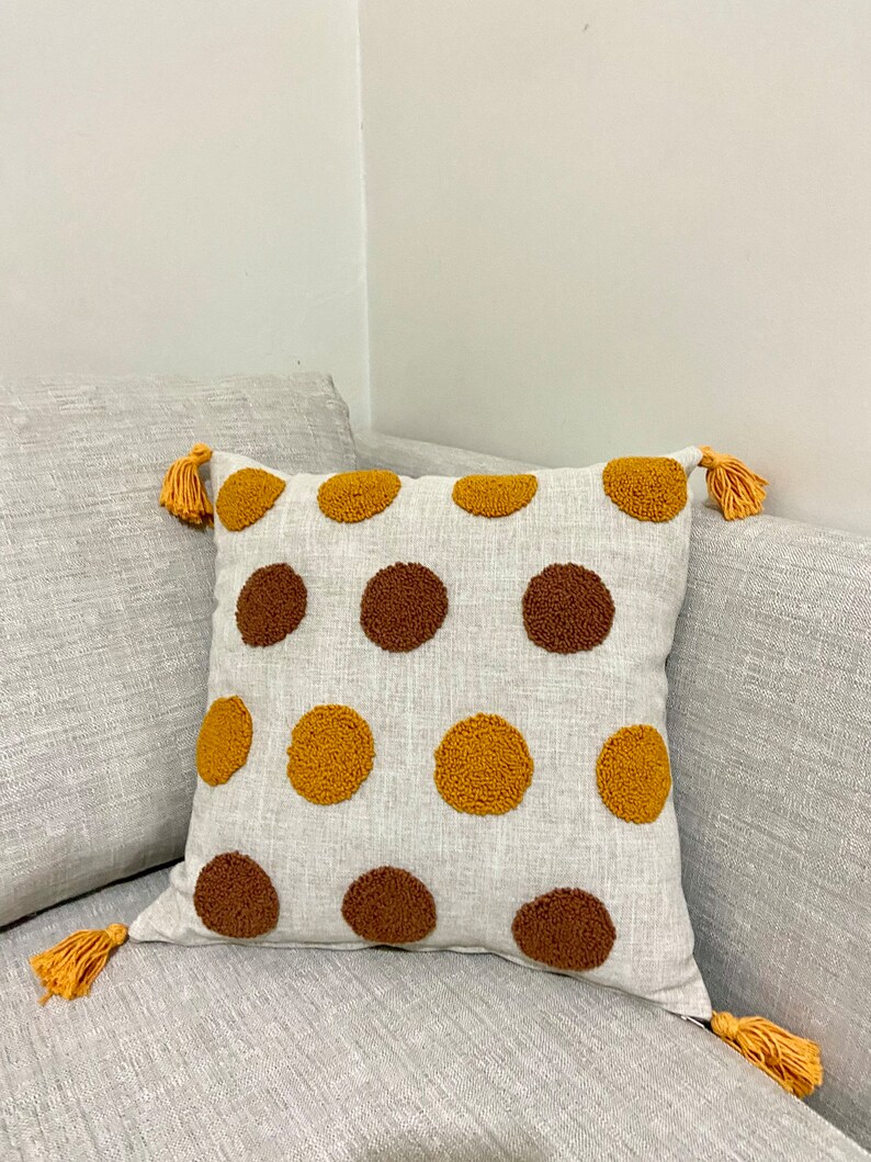 Dotted Punch Needle Linen Pillow Case Handmade Decorative Etsy