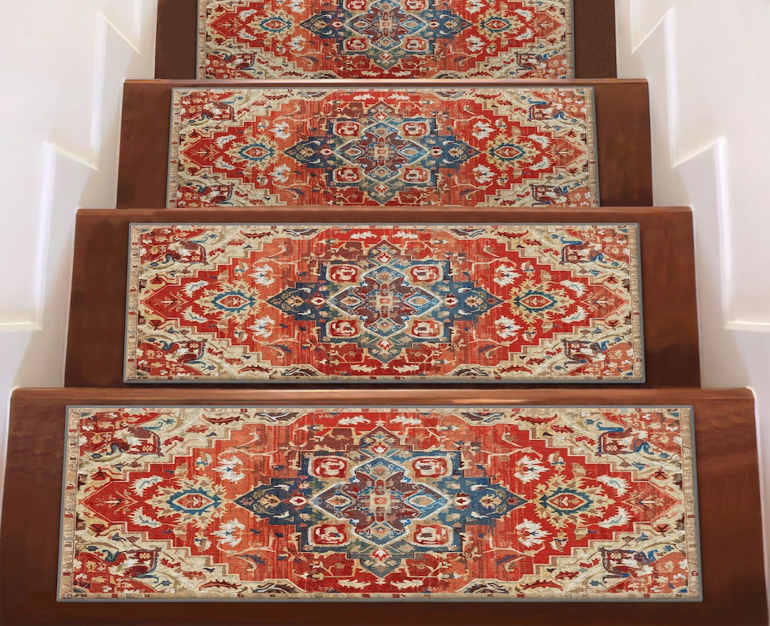 Red Turkish Style Stair Treads Rug Nonslip Carpet Machine Etsy