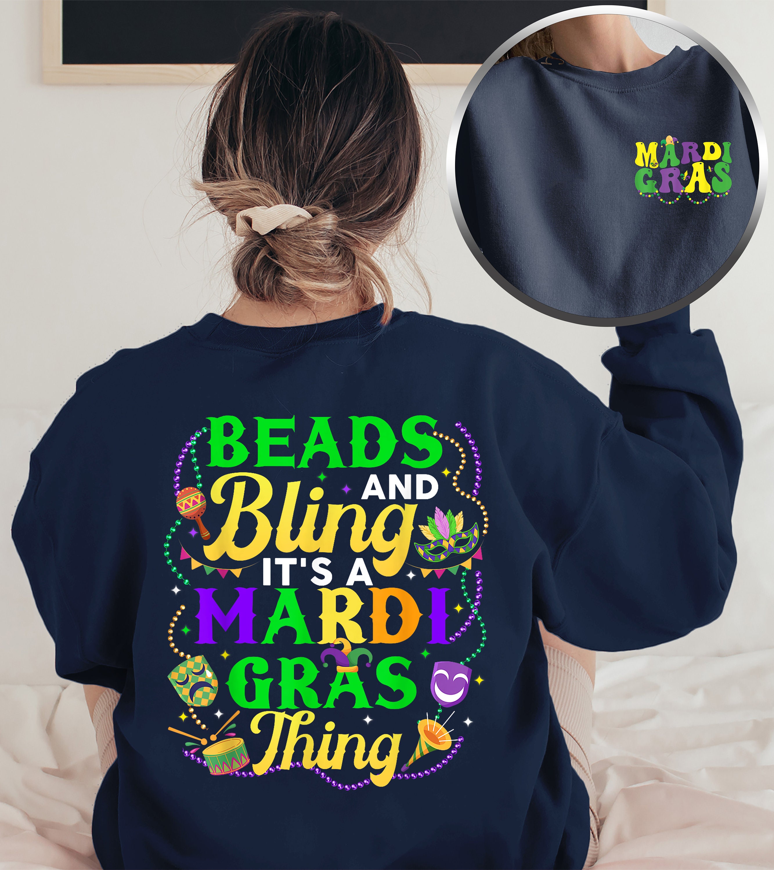 Beads and Bling is A Mardi Gras Thing 2 Sided Shirt, Fat Tuesday Sweater, Funny  Mardi Gras Outfit, Mardi Gras Costume, New Orleans Shirt 