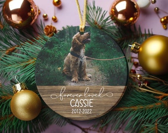 Custom Christmas Dog Photo Ornament, Dog First Christmas Ornament, Personalized Dog Xmas Ornament, Memorial Pet Photo Ornament, New Dog Gift