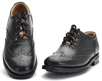 Ghillie Brogue Style - GW Piper avec semelle en caoutchouc Commando tout terrain et tige en cuir complet TAILLES 3-15