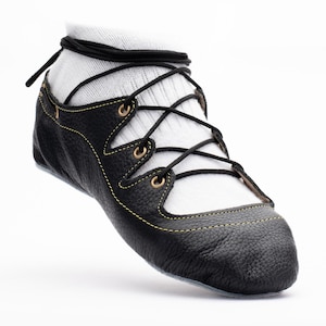 Highland Tanzschuhe, Schottische Ghillie Tanzschuhe, Tanzschuhe ohne Naht, Gewölbter Leisten, Goldstich Leder, Turnierschuhe