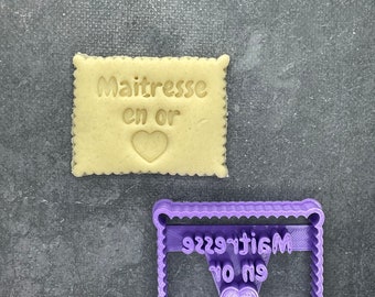 MAITRESS cookie cutter in GOLD message for making shortbread biscuits sugar paste Cake decoration Homemade ELACE