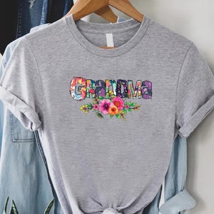 Grandma Floral Shirt, Watercolor Grandmother T-shirt, Mothers Day Gift For Grandma, Retro Colorful Flower Grandmother Shirt, Shirt For Nana