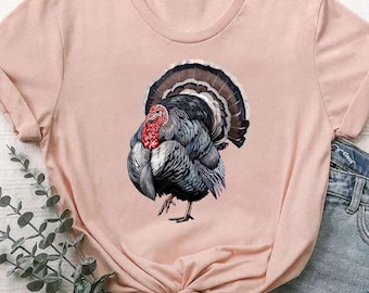 Realistic Turkey Shirt, Thanksgiving Turkey Tee, Vintage Fall Top, Festive Holiday Gift Tee