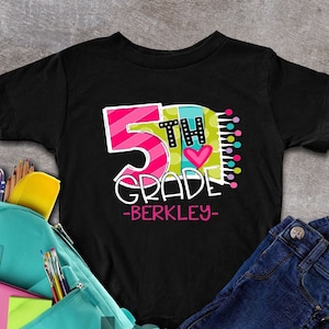 5th Grade Customized Shirt, Back to School Tee, First Day of School Gifts, 5th Grade Student Shirt, Personalized Student Name, 5th Grade Tee