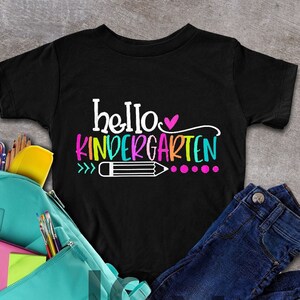 Hello Kindergarten Shirt, First Day of School Shirt, Back of School Gift, Toddler Kindergarten Tee, First Day of School Tee