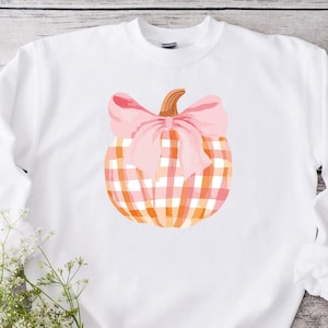 Halloween Coquette Bow Sweatshirt, Fall Pumpkin Coquette Bow Sweater, Fall Vibes Shirt, Womens Pumpkin Shirt, Thanksgiving Gift for Ladies