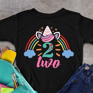 2nd Birthday Unicorn Shirt, Kids Birthday Girl Tee, 2nd Birthday Gift T-shirt, UnicornTwo Birthday Girl Shirt, 2nd Birthday Girl T-shirt