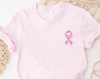 Breast Cancer Pocket Tshirt, Pink Ribbon Cancer Awareness Shirt, Breast Cancer Gift, Breast Cancer Survivor Gift, Motivational Cancer Shirt