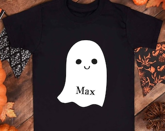Personalized Halloween Shirt, Custom Name Ghost Tee, Kids Spooky Shirt, Trick Or Treat Outfit