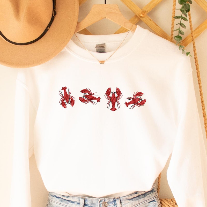 Lobster Pattern Print Women Off Shoulder Sweatshirt
