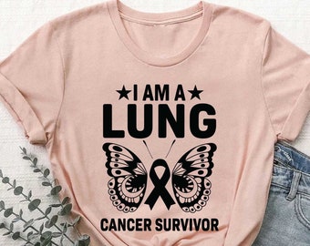 Lung Cancer Survivor Shirt, Butterfly Lung Cancer Shirt Cancer Fighter Tee, Lung Cancer Awareness Gift, Survivor Shirt, Cancer Fighters Tee