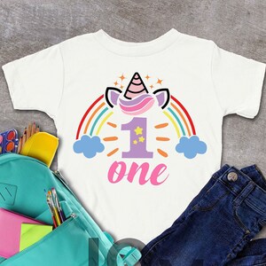 1st Birthday Girl Shirt, Unicorn Birthday Party Tee, Unicorn Girl T-shirt, Birthday Party Girl Shirt, Birthday Shirt Gift For Kids