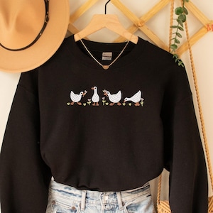 Embroidered Duck Sweatshirt, Duck Shirt, Animal Lover Sweatshirt, Cute Duck Sweatshirt,  Embroidered Gift, Goose Sweatshirt, Bird Lover Gift