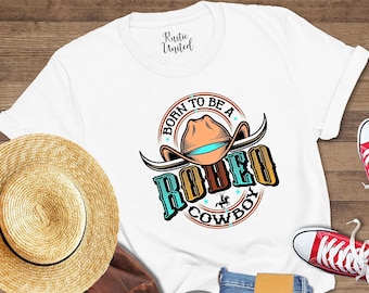 Rodeo Western Shirt, Born to be Cowboy Shirt, Cowboy Gifts, Rodeo Season Shirt, Western Shirt, Rodeo Shirt, Cowboy Hat Tee, Cow Skull Shirt