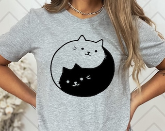 Yin Yang Cat T Shirt, Yin Yang Cat Lover Gift, Cat Lover Shirt, Cat Tshirt, Cat Owner Gifts, Cute Cat Shirt, Cat Mom Shirt, Ying yang Tshirt
