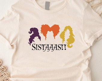Halloween Sistas T-Shirt, Sanderson Sisters Tee, Womens Halloween Gift, Funny Witch Shirt