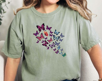 Comfort Colors® Butterfly Tshirt, Butterfly Gits for Her, Butterflies Shirt for Girl, Cute Butterfly Gift Shirt,Butterfly Crewneck Tee Shirt