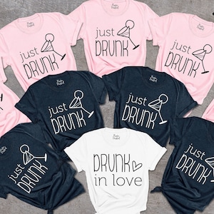 Custom Matching Bachelorette Party Shirts, Drunk in Love and Just Drunk Tee, Bridal Gift, Wedding Gift, Bridesmaid Shirt, Wedding Party Tee