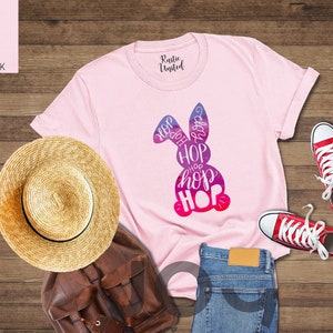Watercolor Bunny Easter Shirt, Trendy Hip Hop Easter Tee, Cute Easter Bunny T-shirt, Easter Rabbit Tee Gift for Women, Spring Bunny Shirt