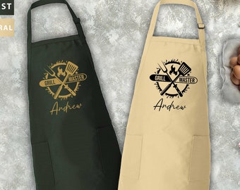 Personalized Grill Master Apron, Apron Gifts For Him, Custom Cooking Apron, Gift for Griller, Grill Apron For Men Women, Barbecue Apron