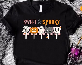 Sweet and Spooky Halloween T-shirt, Trick or Treat Tee, Ghost Candy Graphic Shirt