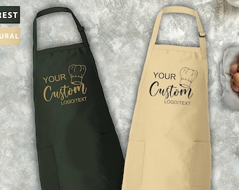 Custom Text Apron,Custom Apron With Logo,Personalized Logo Apron With Pockets,Custom Text Logo Apron,Custom Kitchen Gift, Cooking Apron Men
