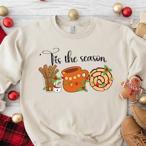 Mexican Christmas Sweatshirt, Tis the Season for Tamales, Concha Sweatshirt, Felices Fiestas Shirt, Spanish Merry Xmas, Mexican Holiday Gift